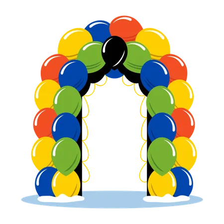 Decoración de puerta con globos para cumpleaños  Ilustración