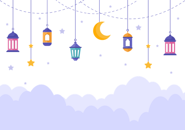 Decoración de ramadán kareem  Ilustración