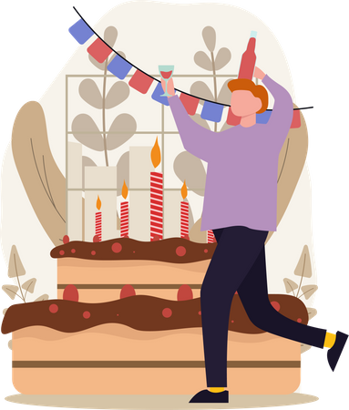 Decoración de fiesta de cumpleaños  Ilustración