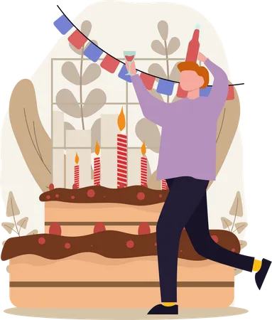 Decoración de fiesta de cumpleaños  Ilustración