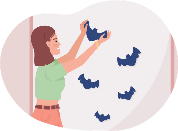 Decoração de parede com morcegos voadores  Ilustração
