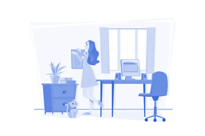 Decora tu espacio de trabajo desde casa.  Ilustración