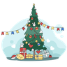 decorate christmas tree illustrations