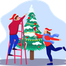 illustration decorate christmas tree