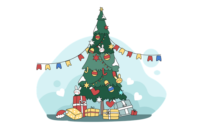 Decorate Christmas Tree  Illustration