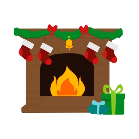 Decorate fireplace  Illustration