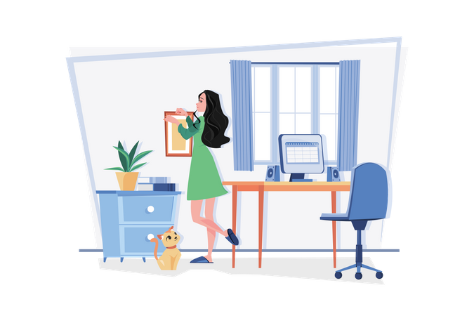 Decorate Your Workspace From Home  Illustration