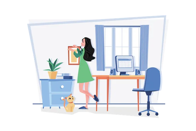 Decorate Your Workspace From Home  Illustration
