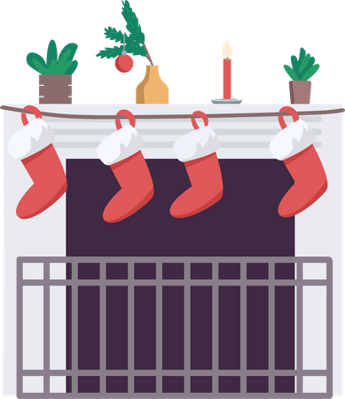 Decorated fireplace  Illustration