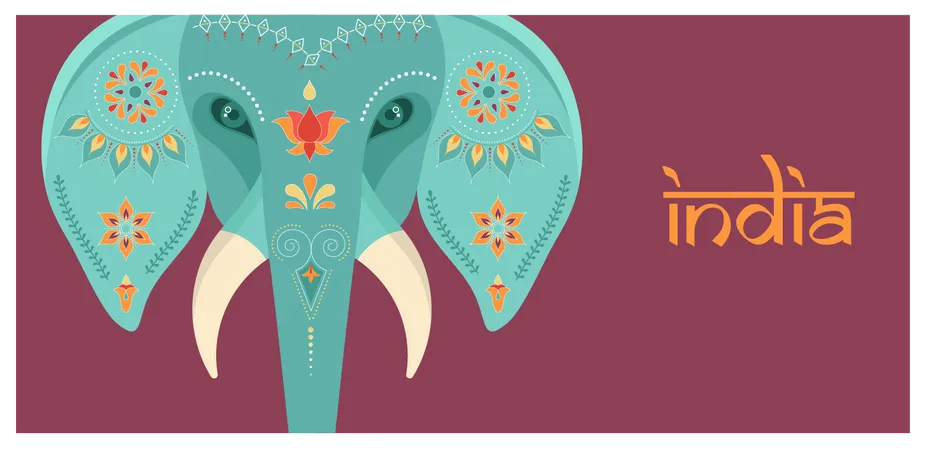 Decorated Indian elephant pattern  Illustration