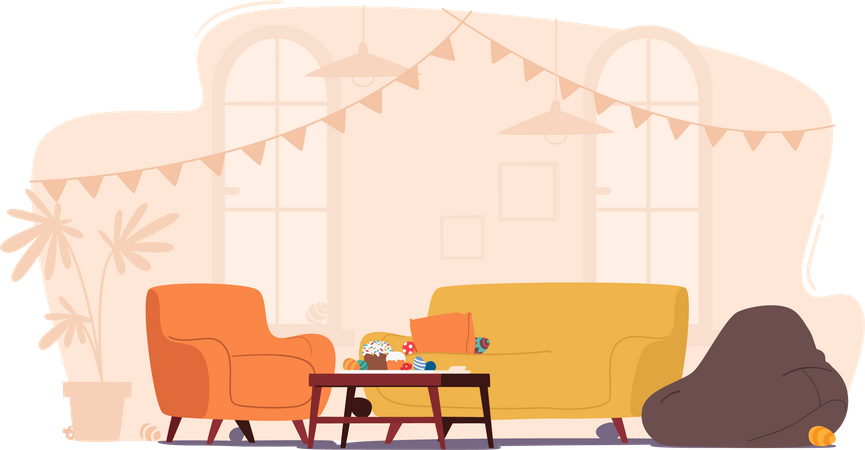 Decorated Room With Easter-themed Decor  Illustration