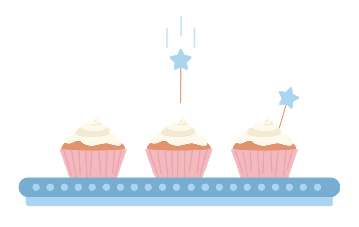Decorating cupcakes loading  Illustration