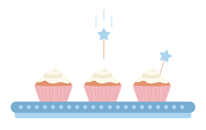 Decorating cupcakes loading  Illustration