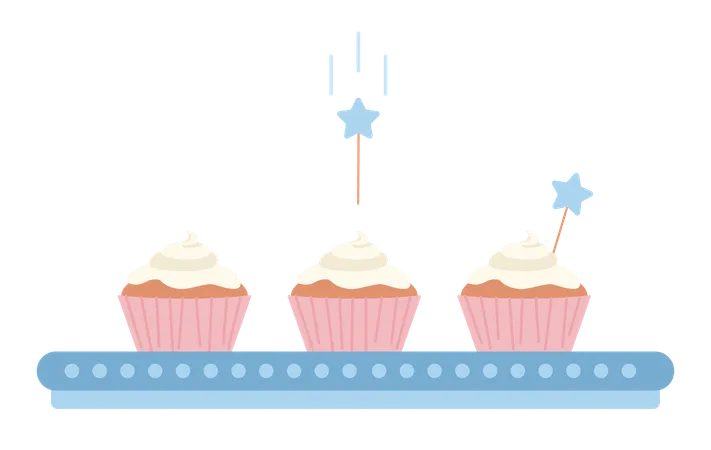 Decorating cupcakes loading  Illustration