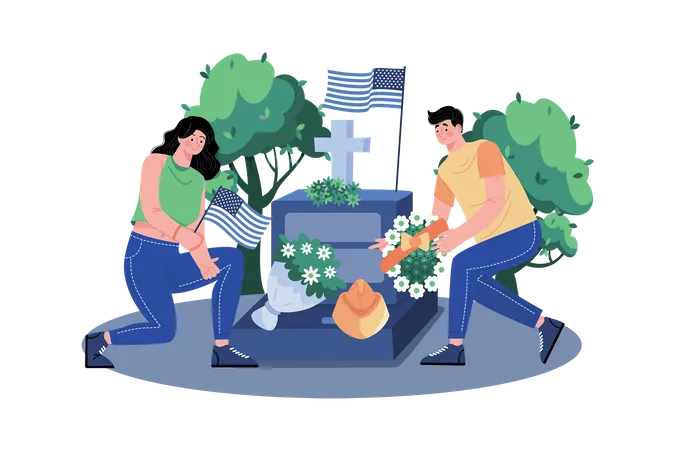 Decorating Graves To Show Respect And Gratitude  Illustration