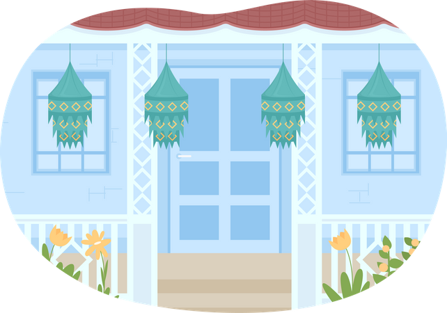 Decorating house for Diwali  Illustration