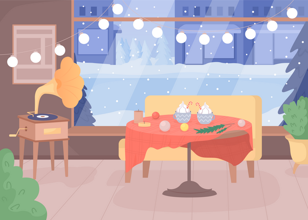 Décoration de café pour Noël  Illustration