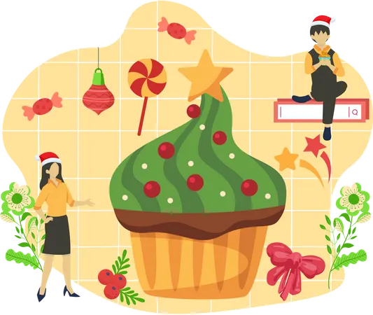 Décoration de gâteau de Noël  Illustration