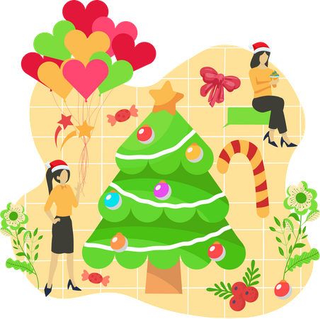 Décoration d'arbre de Noël  Illustration