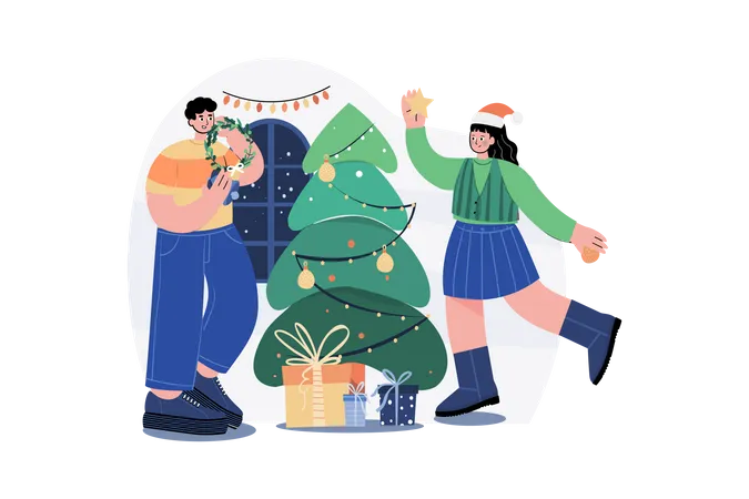 Decoration Of Christmas Tree  Illustration