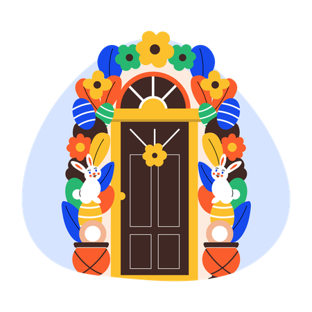 Decorative easter door  Illustration