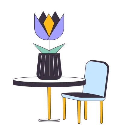 装飾テーブルと椅子  イラスト