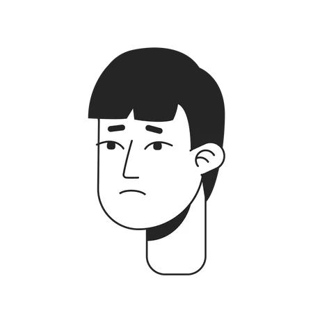 Jeune homme asiatique déçu avec bang  Illustration