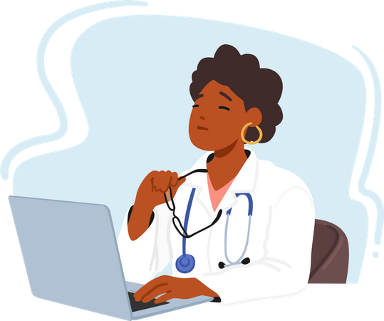 Dedicated Female Doctor Focused On Patient Care  Illustration
