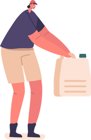 Dedicated Woman Volunteer Carrying Water Canister  Illustration
