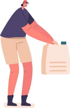 Dedicated Woman Volunteer Carrying Water Canister  Illustration