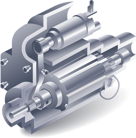 Deep cut of engine dynamo  Illustration