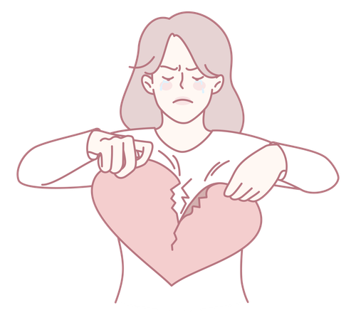 Deep Exploration of the Emotional Struggles Involved in Love and Loss  Illustration