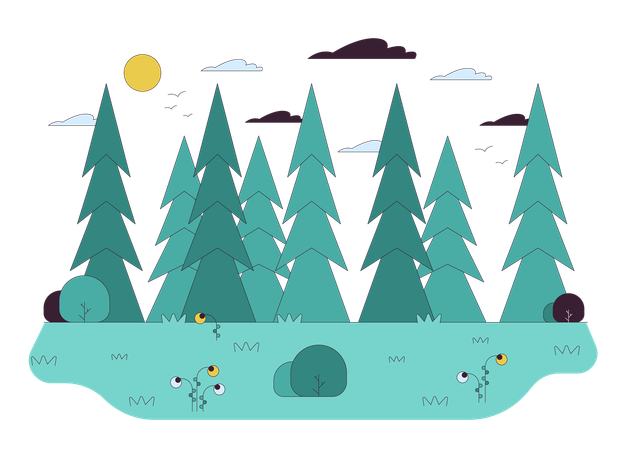 Deep pine forest  Illustration