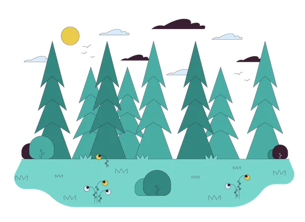 Deep pine forest  Illustration