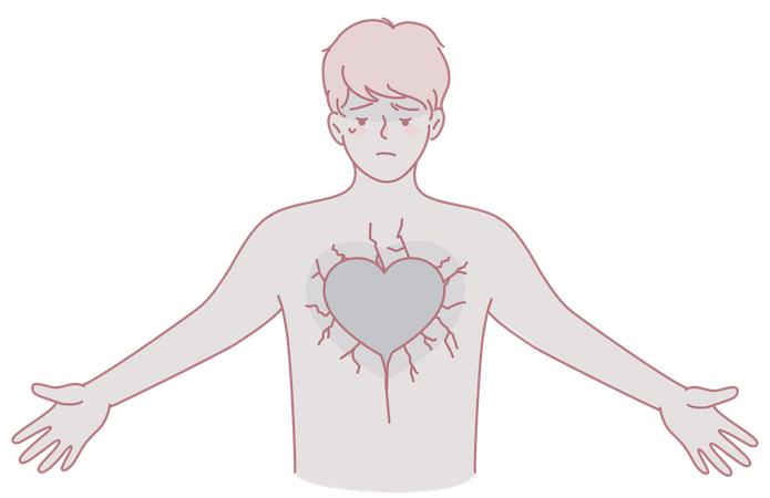 Deep sadness and heartbreak experienced by a young man  Illustration