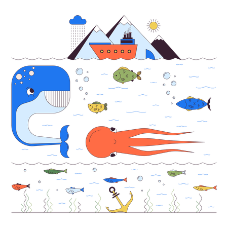 Deep sea life  Illustration