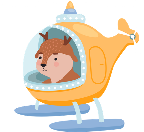 Deer Flying In Helicopter  Illustration