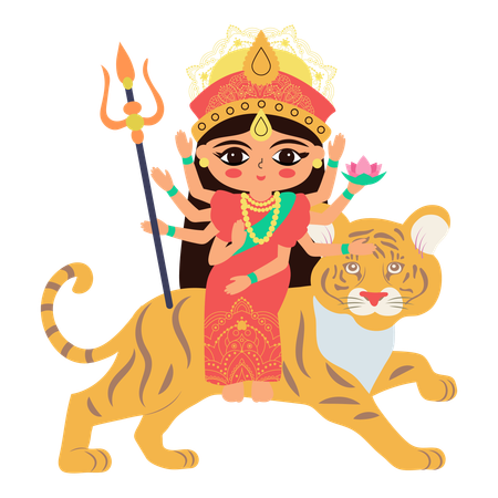 Déesse Durga sur un tigre  Illustration