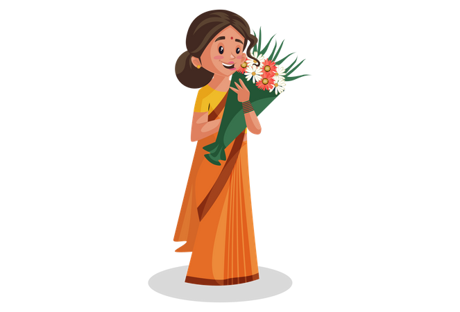 Déesses Sita tenant des fleurs  Illustration