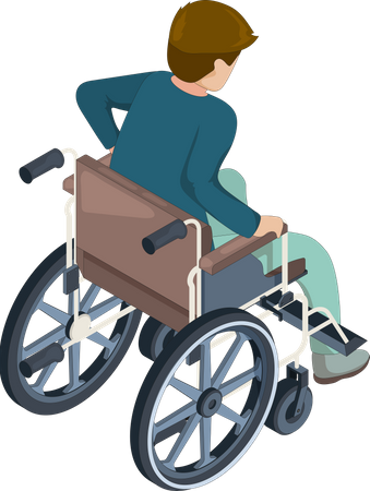 Homem com deficiência sentado em cadeira de rodas  Ilustração