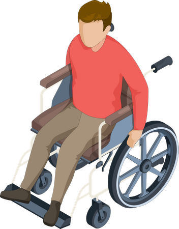 Homem com deficiência sentado em cadeira de rodas  Ilustração