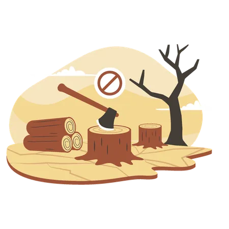 Deforestation And Exploitation Forest Illustration Flat Vector Illustration Illustration