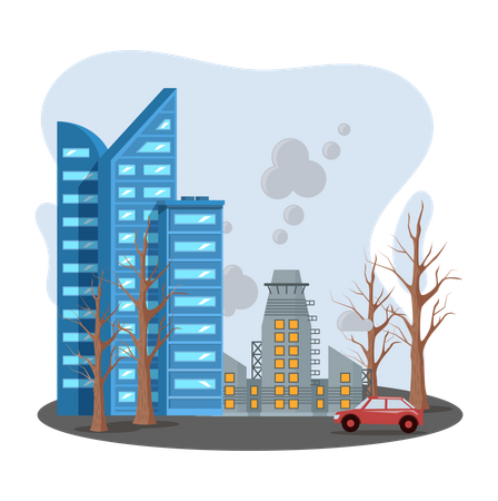 Deforestation caused due to urban development  Illustration