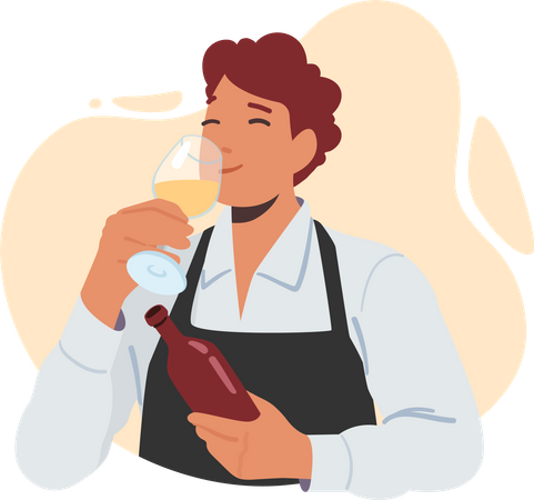 Dégustation de vins par un sommelier  Illustration