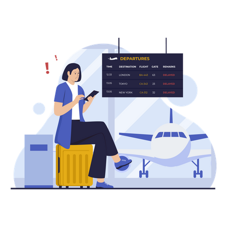 Delayed flight  Illustration