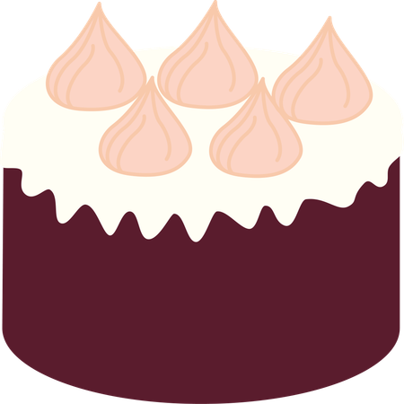 Delicious Chocolate Cake with Cream Topping  Illustration