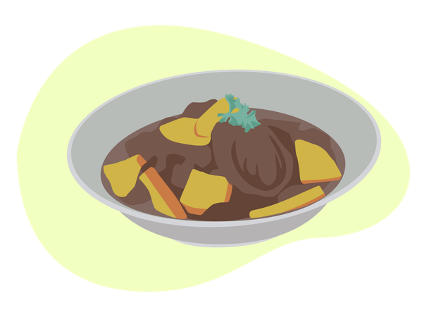 Delicious Meat Stew on bowl  Illustration