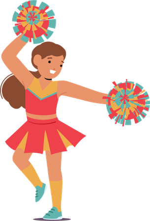 Delightful Cute Cheerleader Girl With Radiant Smile  Illustration