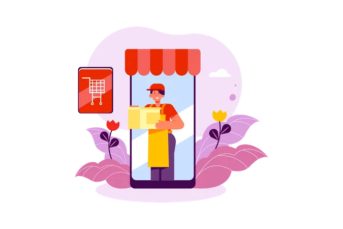 Deliver online order  Illustration