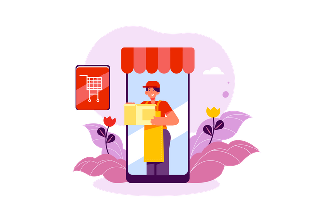 Deliver online order Illustration